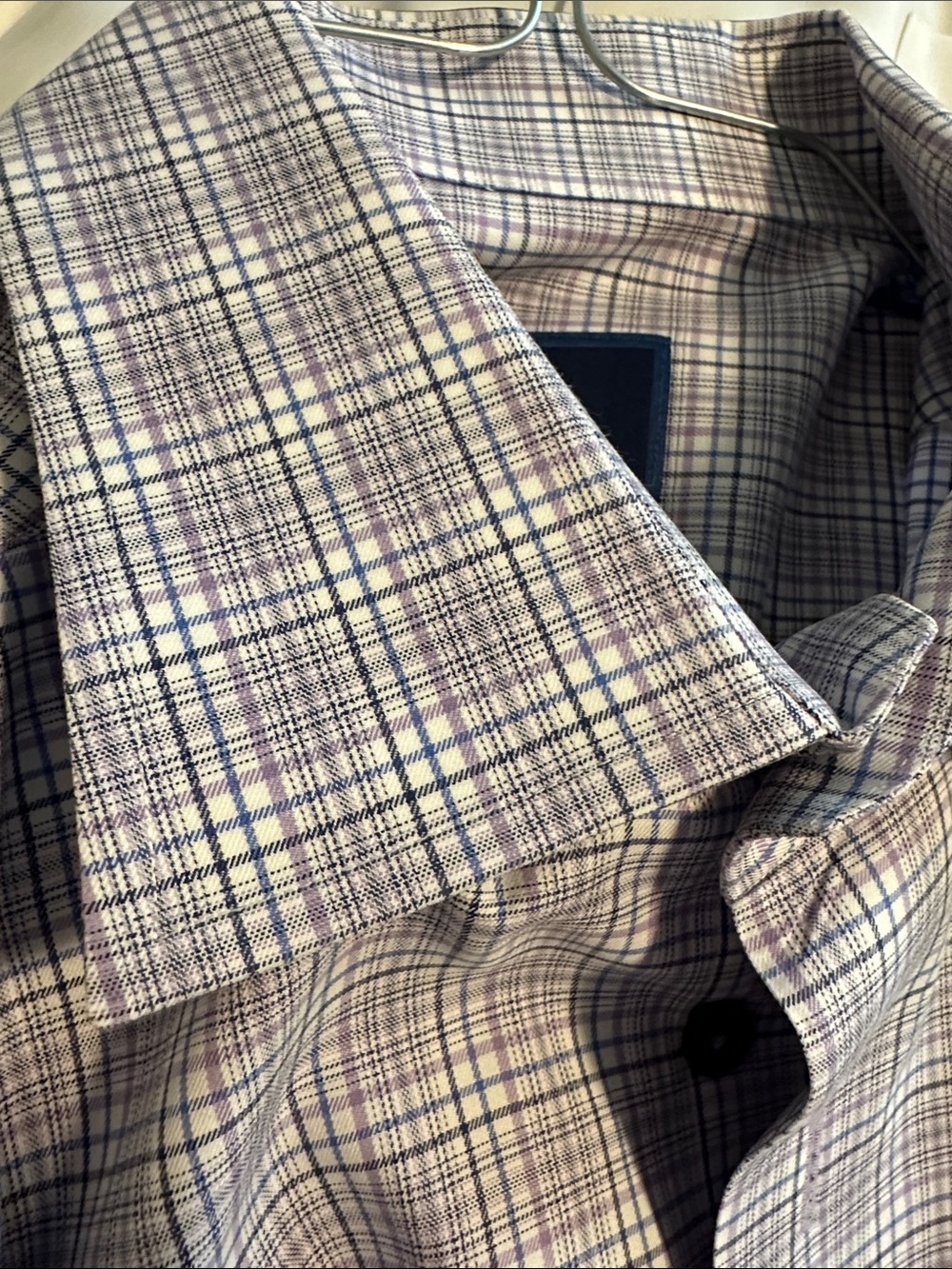 Men's Lavender Plaid Button-Down Dress Shirt